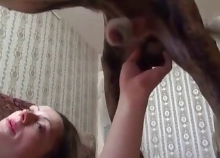 Blonde is in love with this pooch's cock
