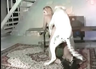 Blonde makes out with a dog before sex