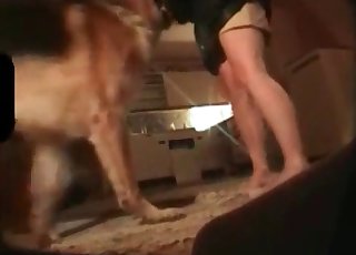 Dog fucked her wet crack with force