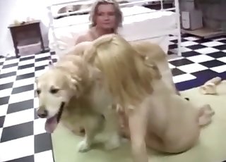 Two blondes and their favorite pet