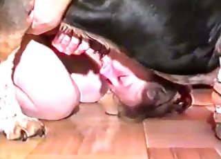 Good meaty dog dick fills out her cunt