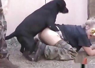 Outdoors action with a masked blonde