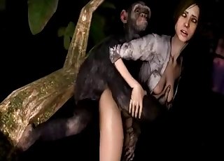 3D monkey fucked a slender TV reporter