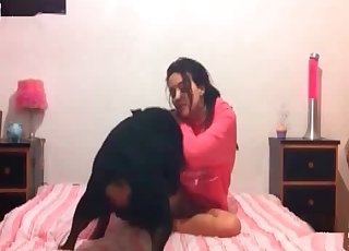 Big black dog fucked her tight cunt