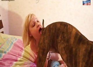Lusty blonde angel is getting a nice dog cock