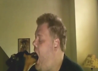 Extra-horny dog is going to make out with him