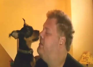 Extra-horny dog is going to make out with him