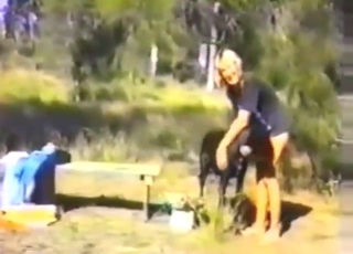 Hot lady is going to get fucked by dog from behind