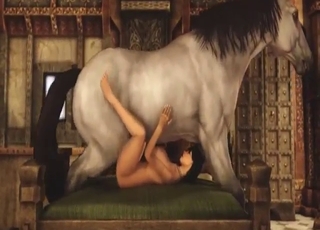 Sıkı bir deliği olan sarışın at tarafından beceriliyor