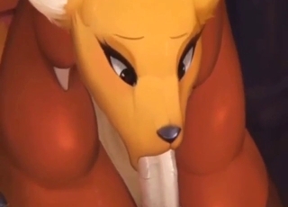 Slutty furry creature getting face-fucked h ard