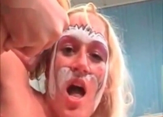 Sexy hungry doggy is licking their faces