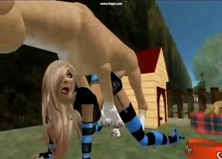 Hot 3D animated slut having some sexy fun with a dog
