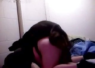 Horny black dog is banging the living shit out of a young slut