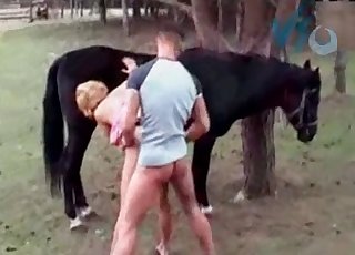 Mischievous bestial threesome with a blonde