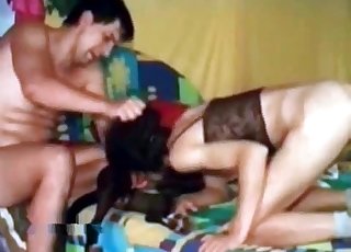 Forced to suck a doggy's cock by her hubby