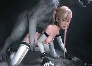 Wolf fucks with a slim 3D blonde