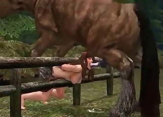 Mouth raped by a hardcore 3D horse