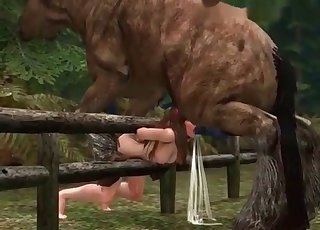 Usta posiljena s strani hardcore 3D konja