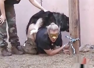 कुत्ते ने एक रसीले मोटे पिछवाड़े पर नाखून मारे