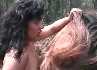 Enjoyable oral action with a horse