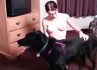 Black dog enjoys a dirty penetration