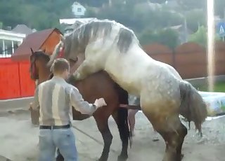 Trained animal and crazy zoophile having sex