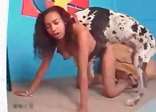Spotted doggy fucking her wet cunt