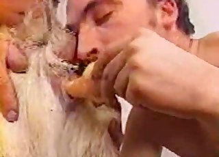 Dude sucking and fucking his own dog